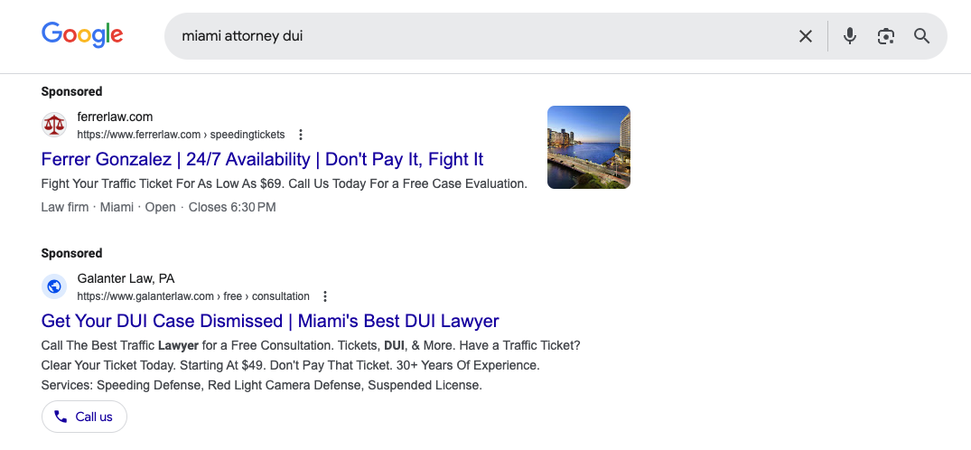 law firm ppc ads google costs